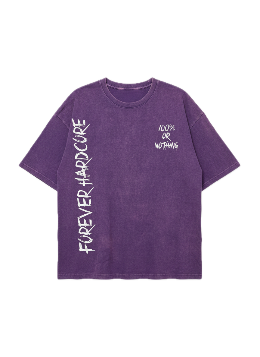 PREMIUM 100% or Nothing 'GRIP N RIP' Slogan Tee [Acid Wash Purple]