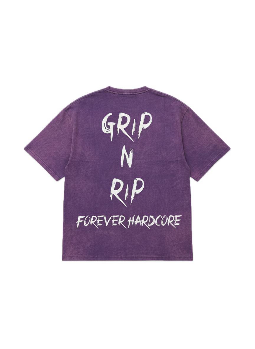 PREMIUM 100% or Nothing 'GRIP N RIP' Slogan Tee [Acid Wash Purple]