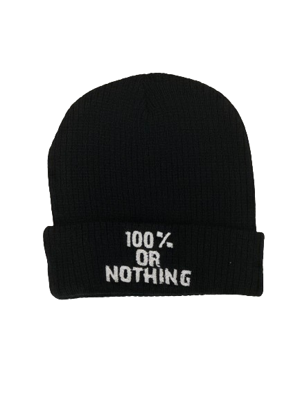 100% or Nothing Unisex Knit Beanie Hat [Black]