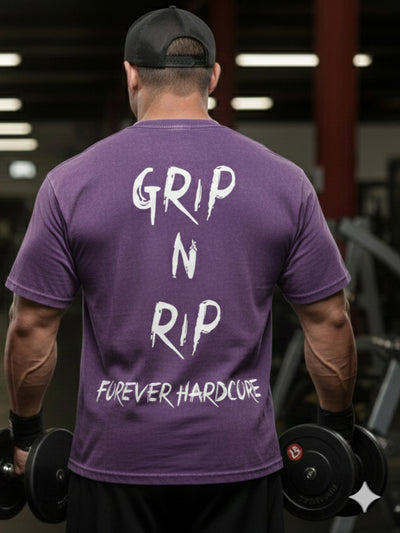 PREMIUM 100% or Nothing 'GRIP N RIP' Slogan Tee [Acid Wash Purple]