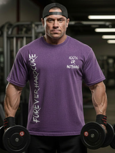 PREMIUM 100% or Nothing 'GRIP N RIP' Slogan Tee [Acid Wash Purple]