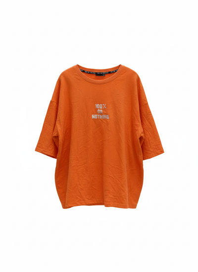 100% or Nothing 'HIGH INTRENSITY TRAINING' Slogan Tee (Orange)