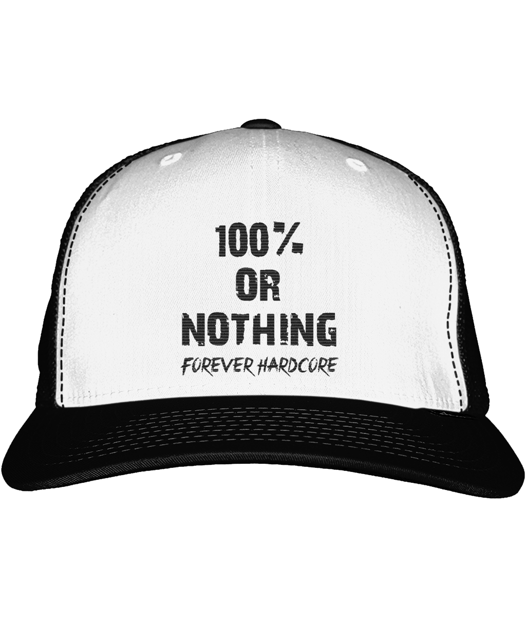 Official 100% or Nothing Forever Hardcore Snapback Cap [White/Black]