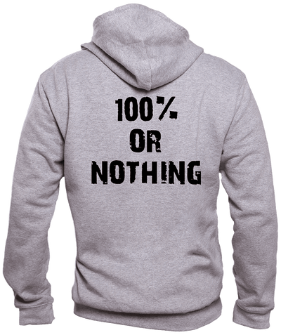 100 % or Nothing ‘Forever Hardcore’ Slogan Hoodie V2 GREY