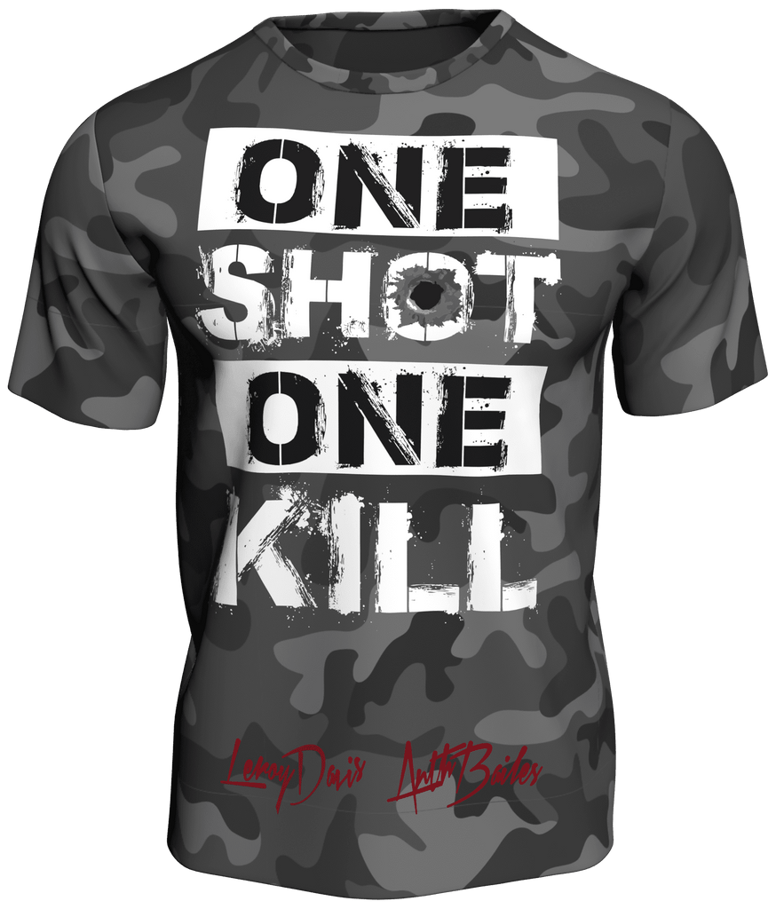 Grey Camo Bodybuilder T-Shirt One Shot One Kill Official Team Nasty Clothing