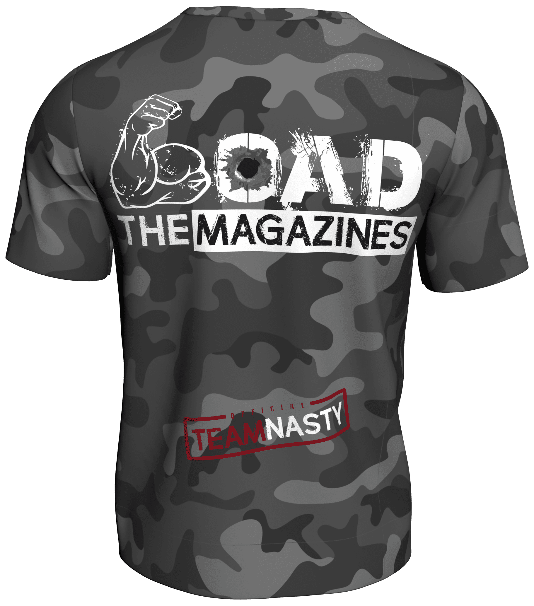 Grey Camo Bodybuilder T-Shirt Load The Magazine Official Team Nasty Clothing